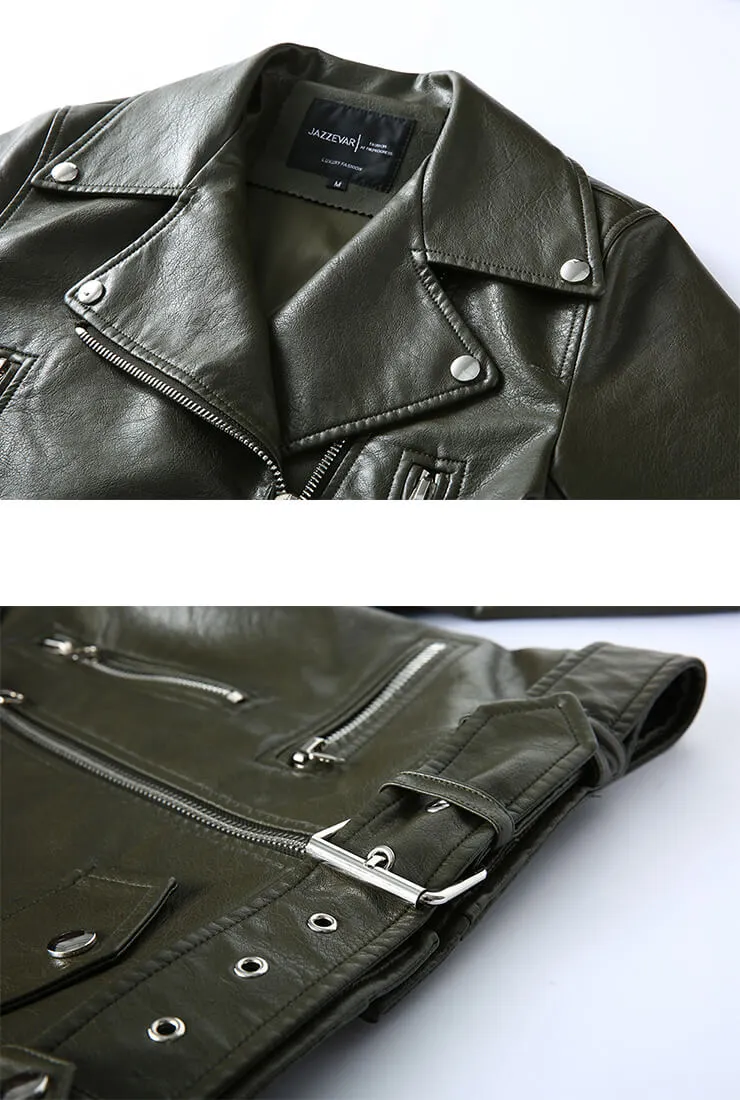 Multi-color Classic Short Leather Jacket