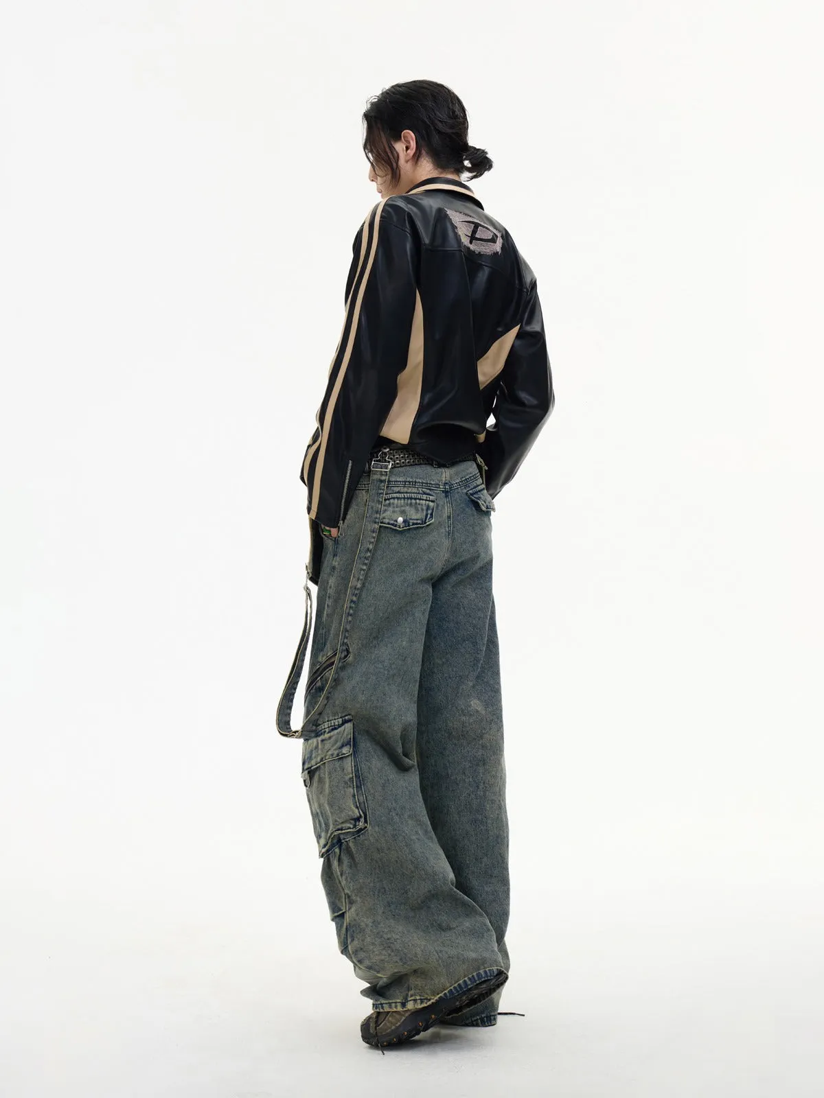 Multi-pocket cargo overalls pants