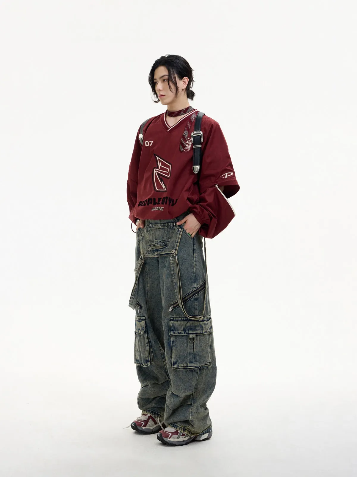 Multi-pocket cargo overalls pants