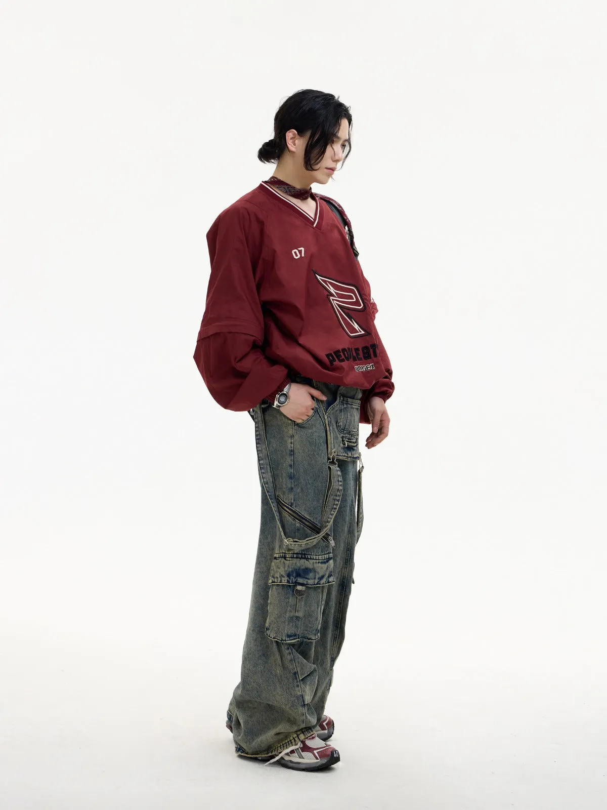 Multi-pocket cargo overalls pants