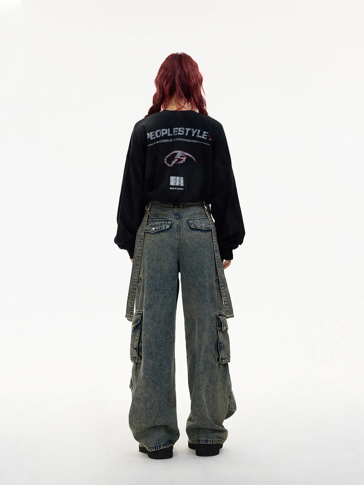 Multi-pocket cargo overalls pants