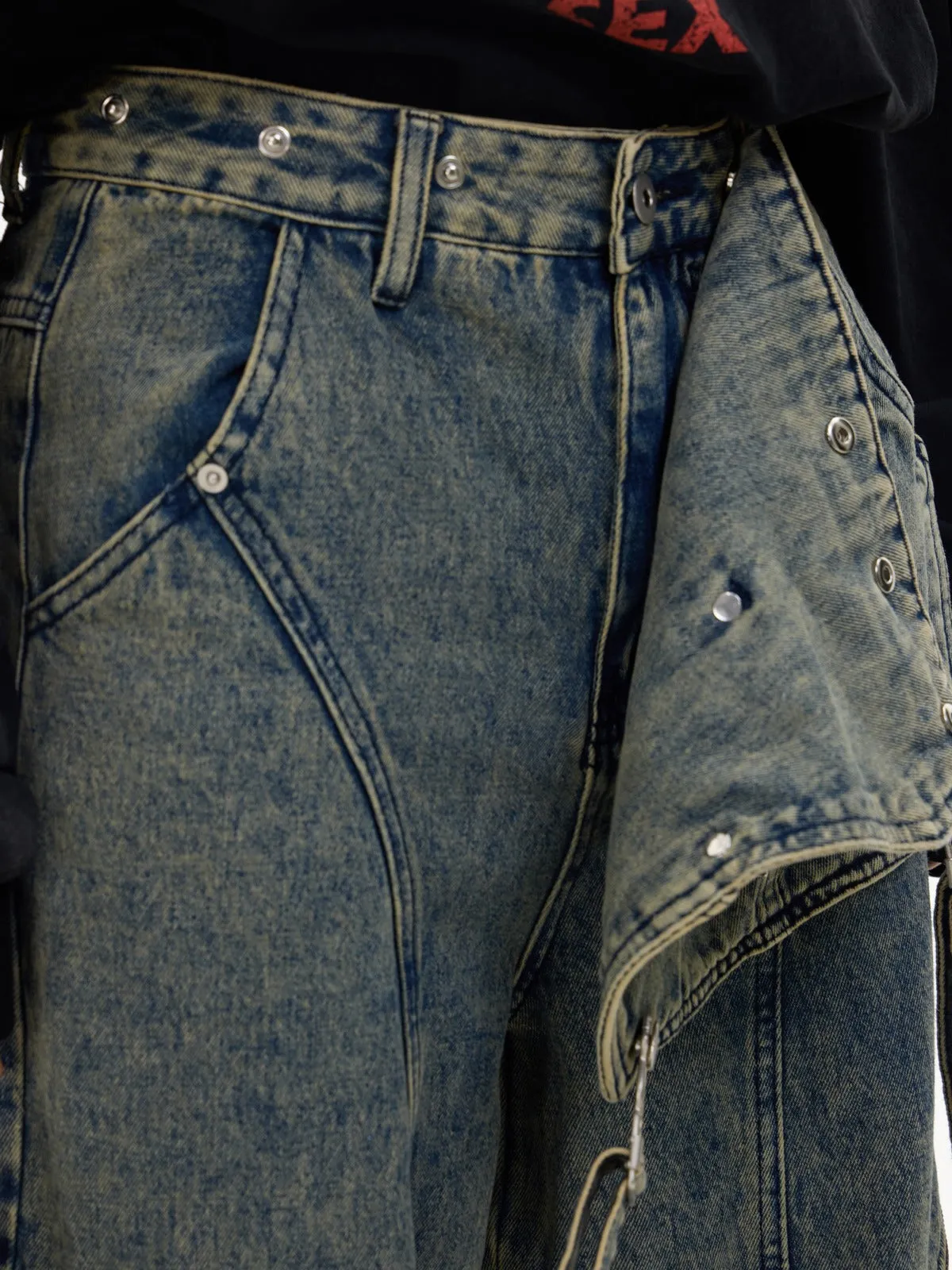 Multi-pocket cargo overalls pants
