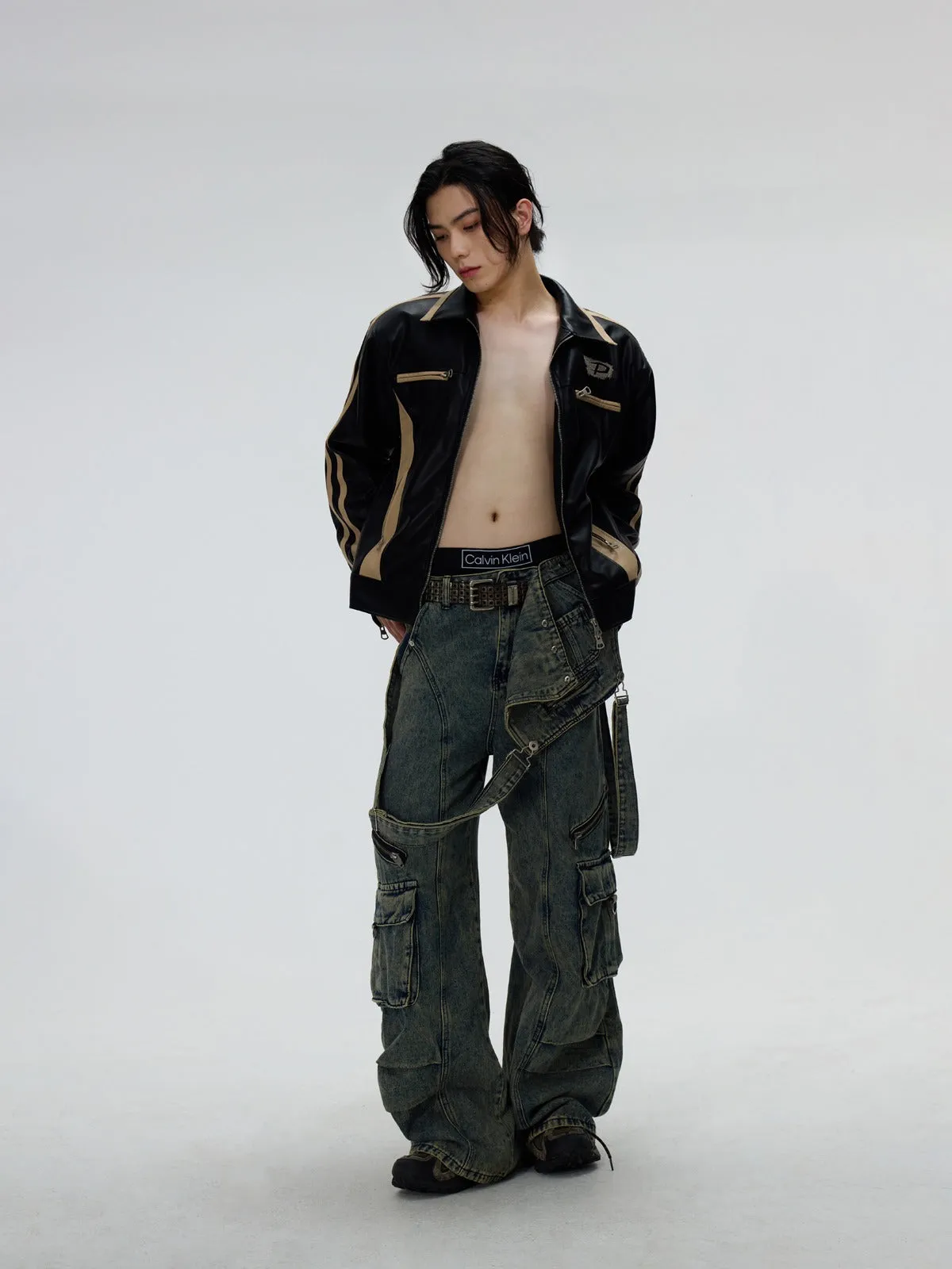 Multi-pocket cargo overalls pants