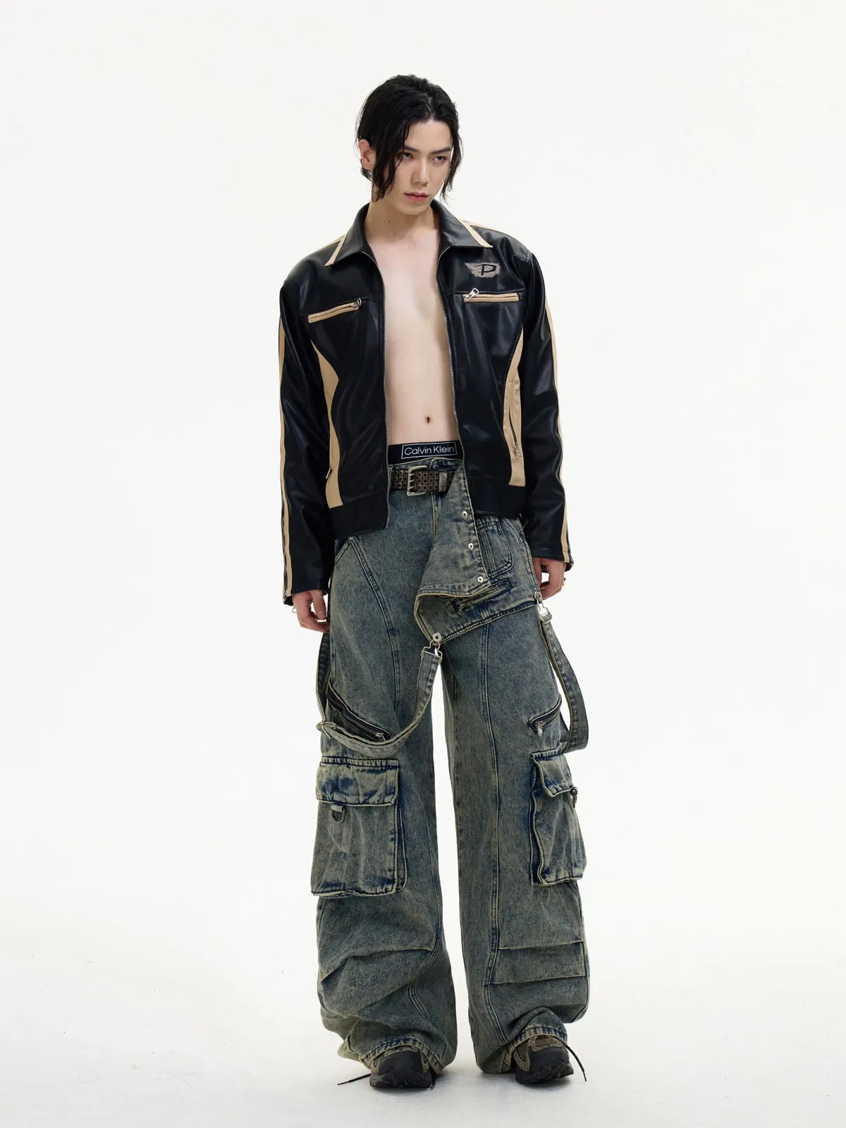 Multi-pocket cargo overalls pants