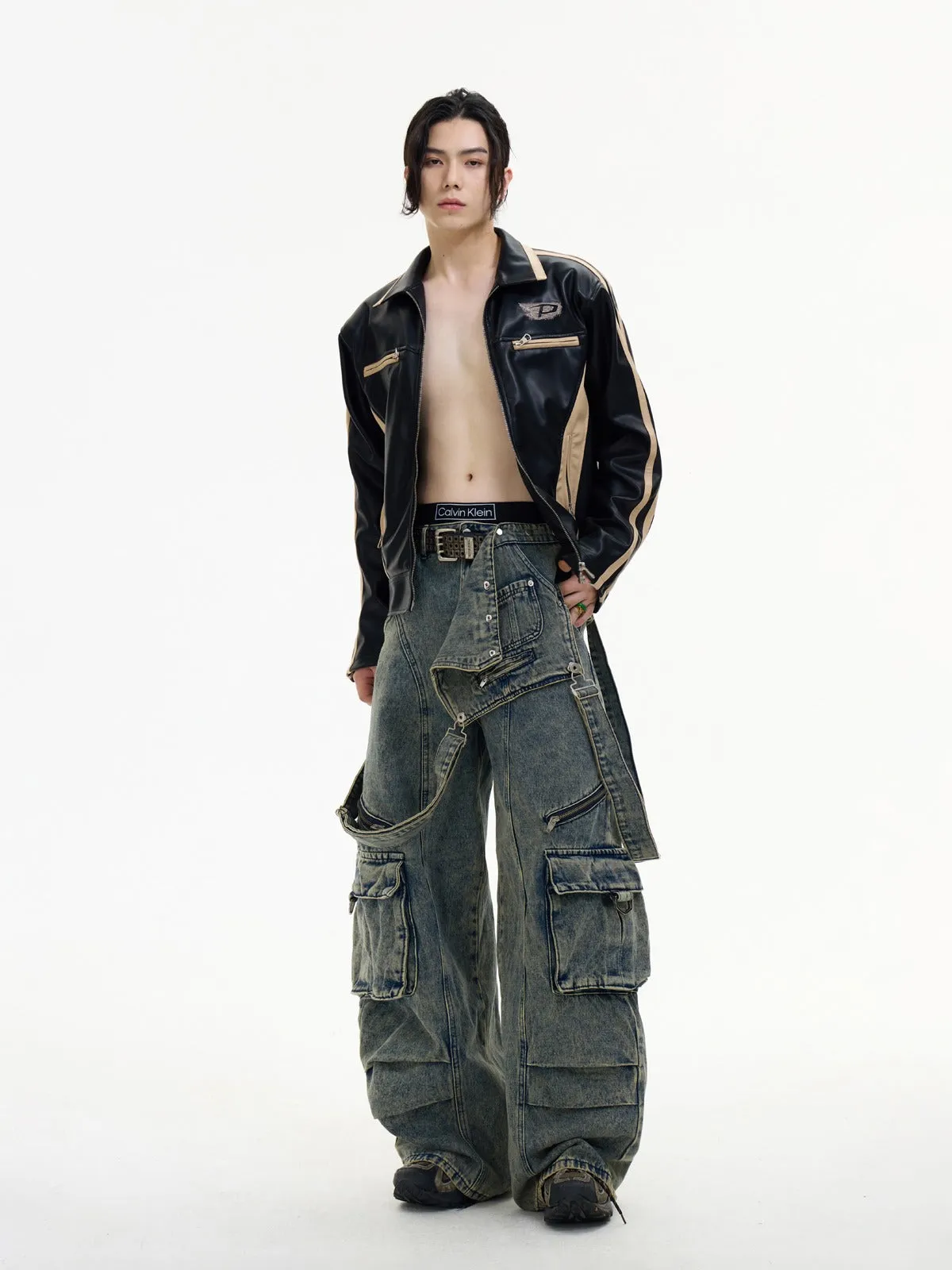 Multi-pocket cargo overalls pants
