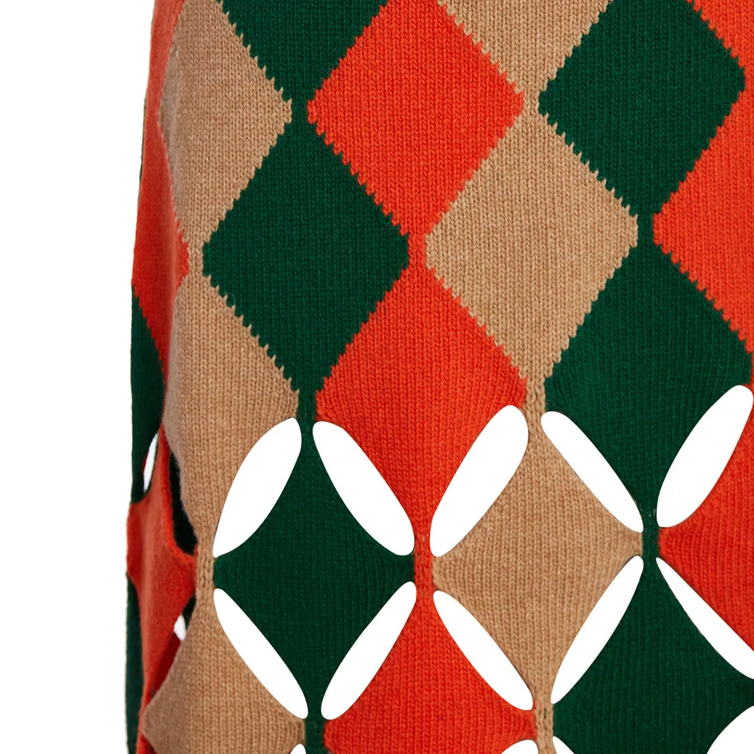 Multicolor Wool & Cashmere Skirt with Diamond Jacquard