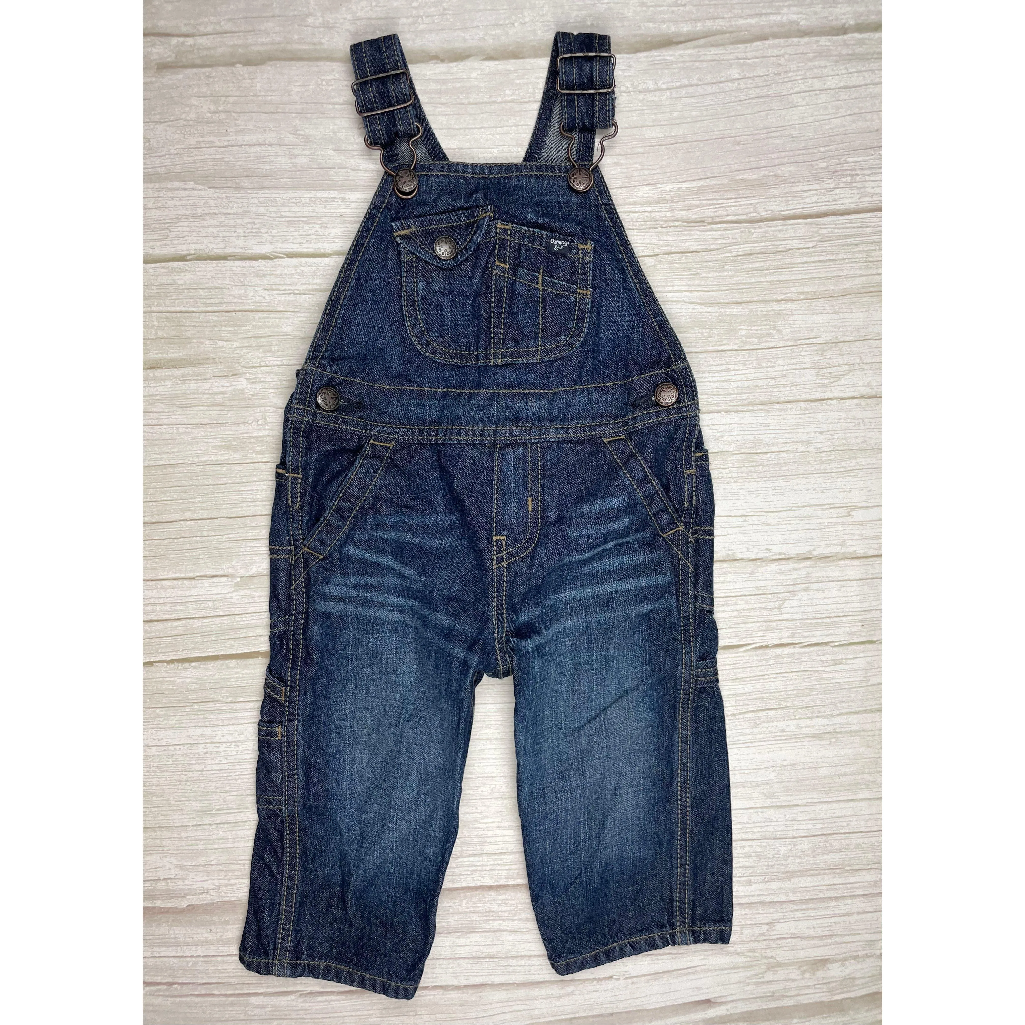 Osh Kosh Classic  Bib & Brace Vestbak Denim Overalls - Size 12M