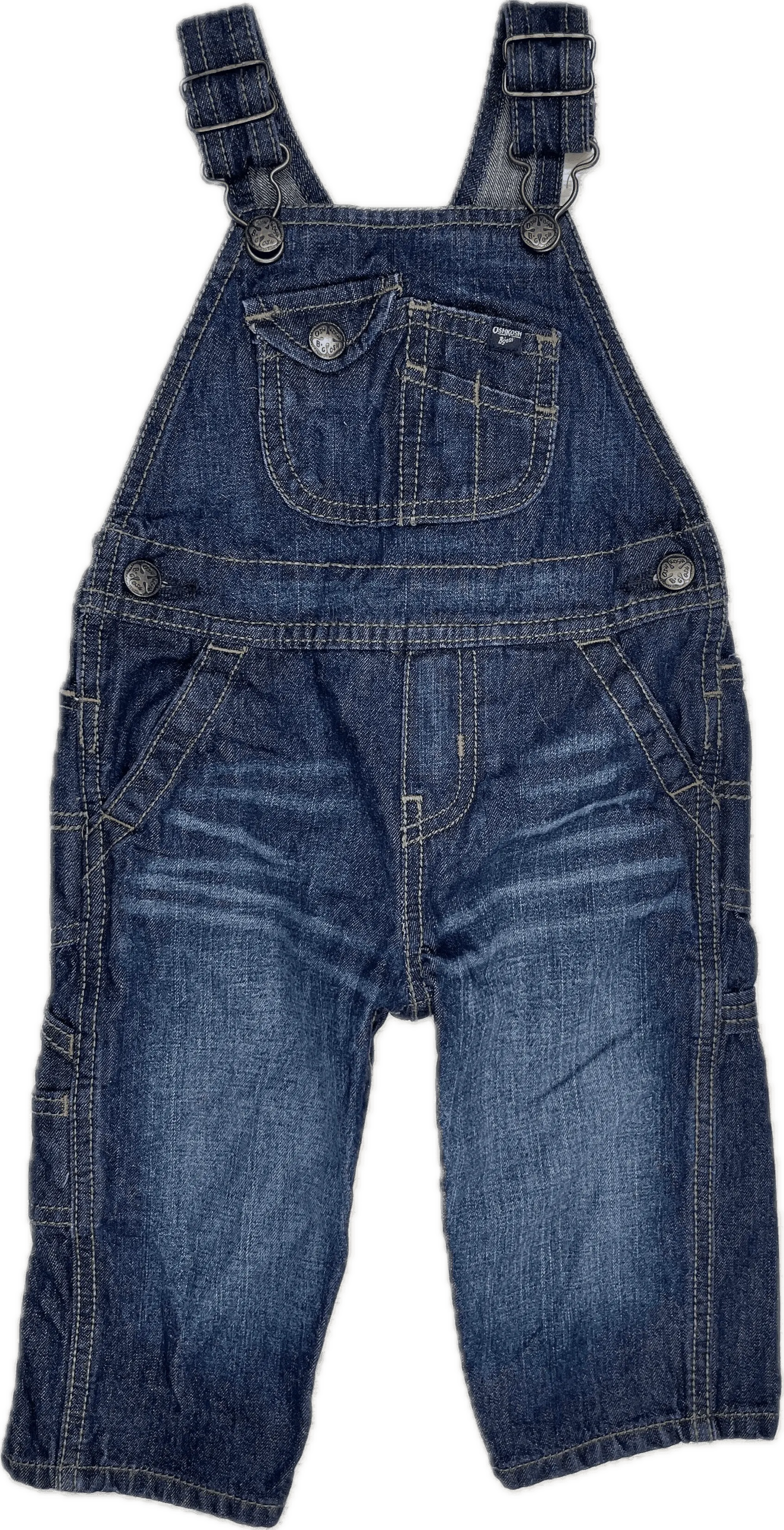 Osh Kosh Classic  Bib & Brace Vestbak Denim Overalls - Size 12M