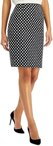 Petite Printed Pencil Skirt Blackwhite 14P