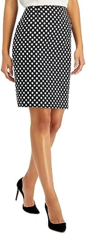 Petite Printed Pencil Skirt Blackwhite 14P