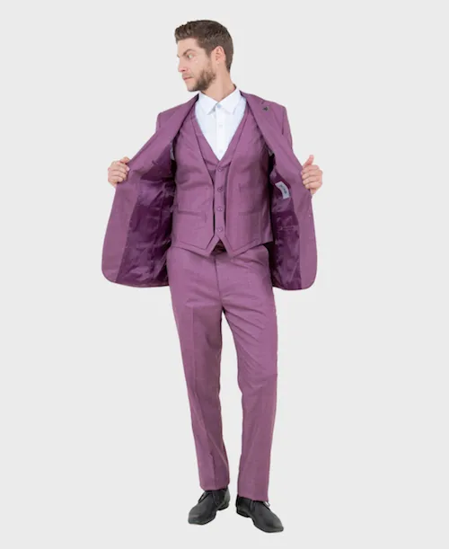 Purple Sharkskin Three Piece Suit