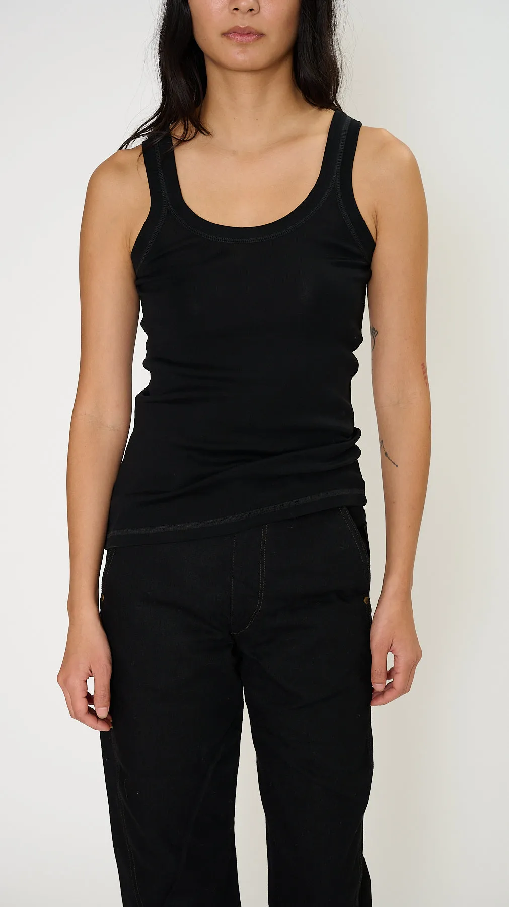 Rib Tank Top in Black