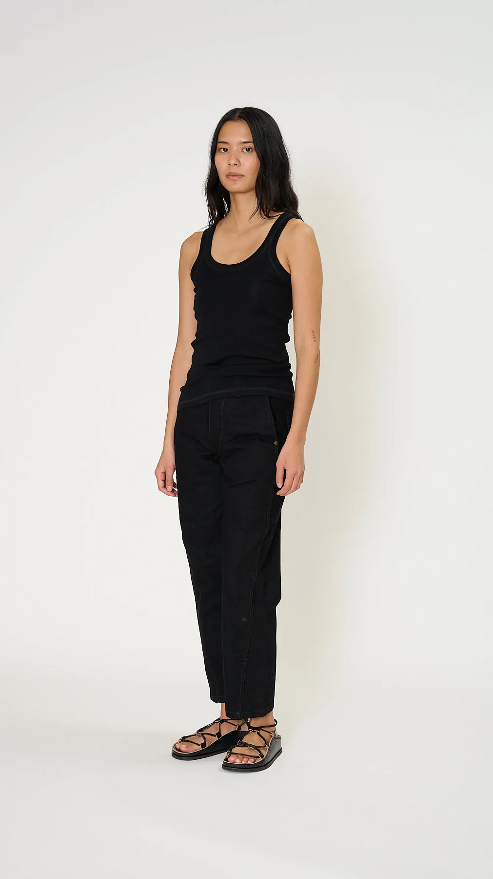 Rib Tank Top in Black