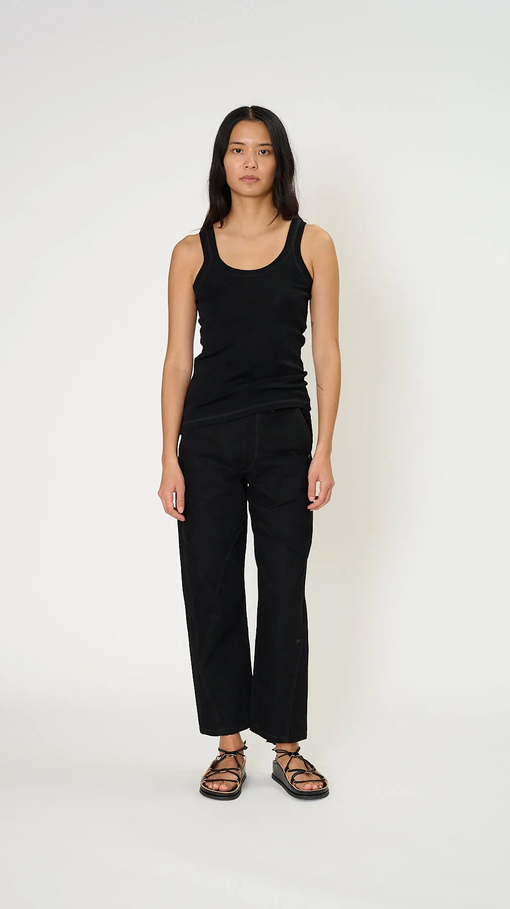 Rib Tank Top in Black