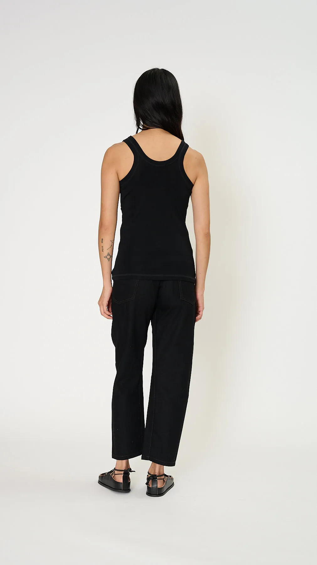 Rib Tank Top in Black