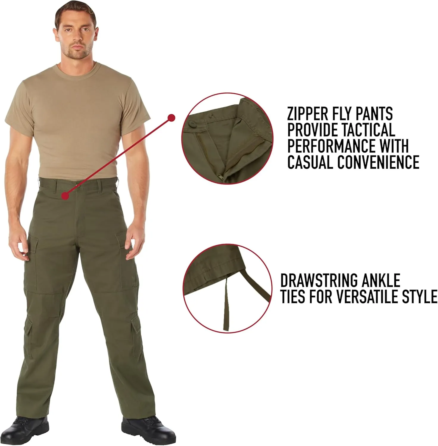 Rothco Vintage Paratrooper Cargo Fatigue Pants  Tactical Outdoor Comfortable Casual