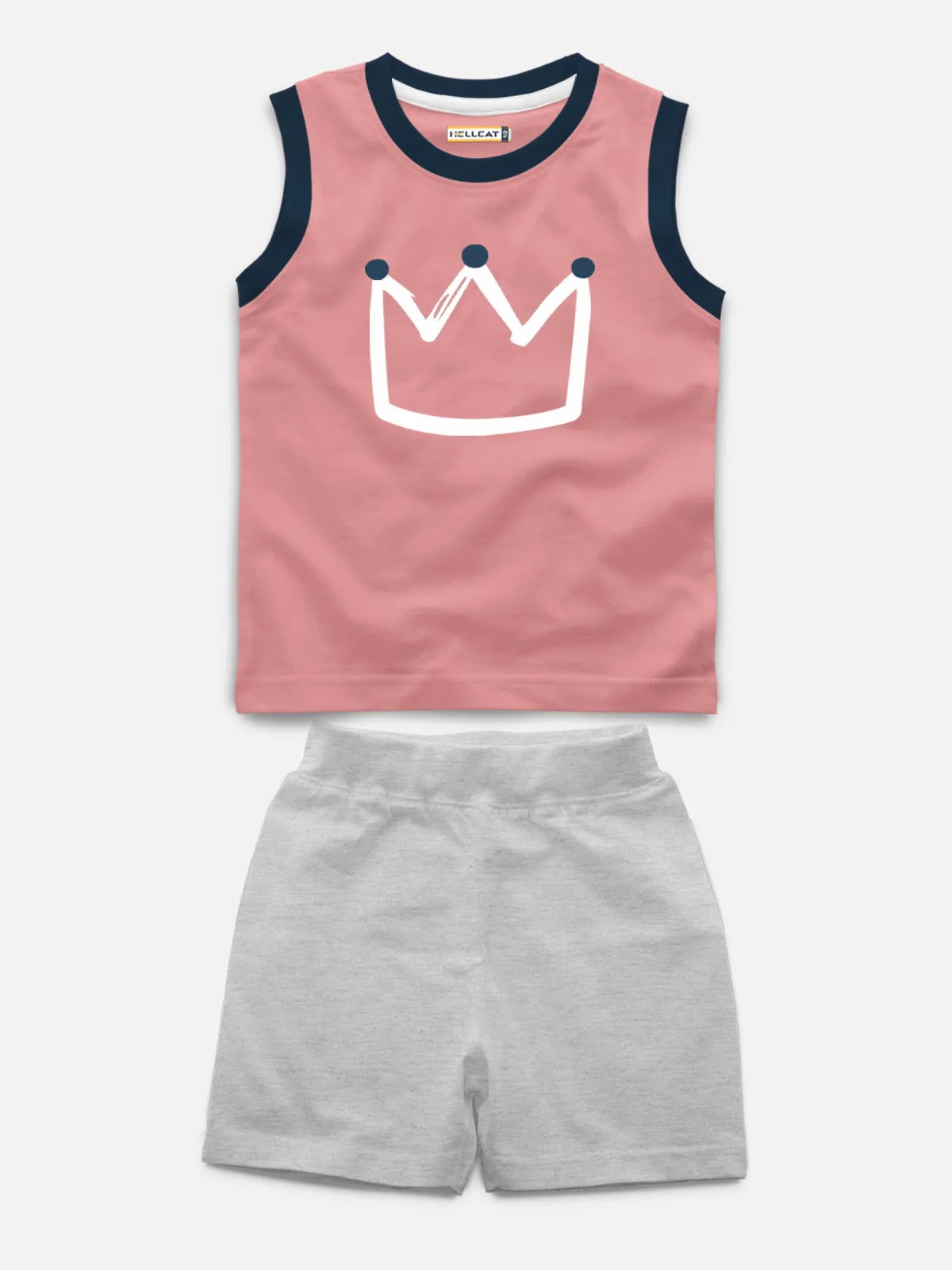 Sleeveless Printed T-shirt with Comfy Solid Shorts for Infants & Girls - Pack of 2 (1 T-shirt & 1 short)