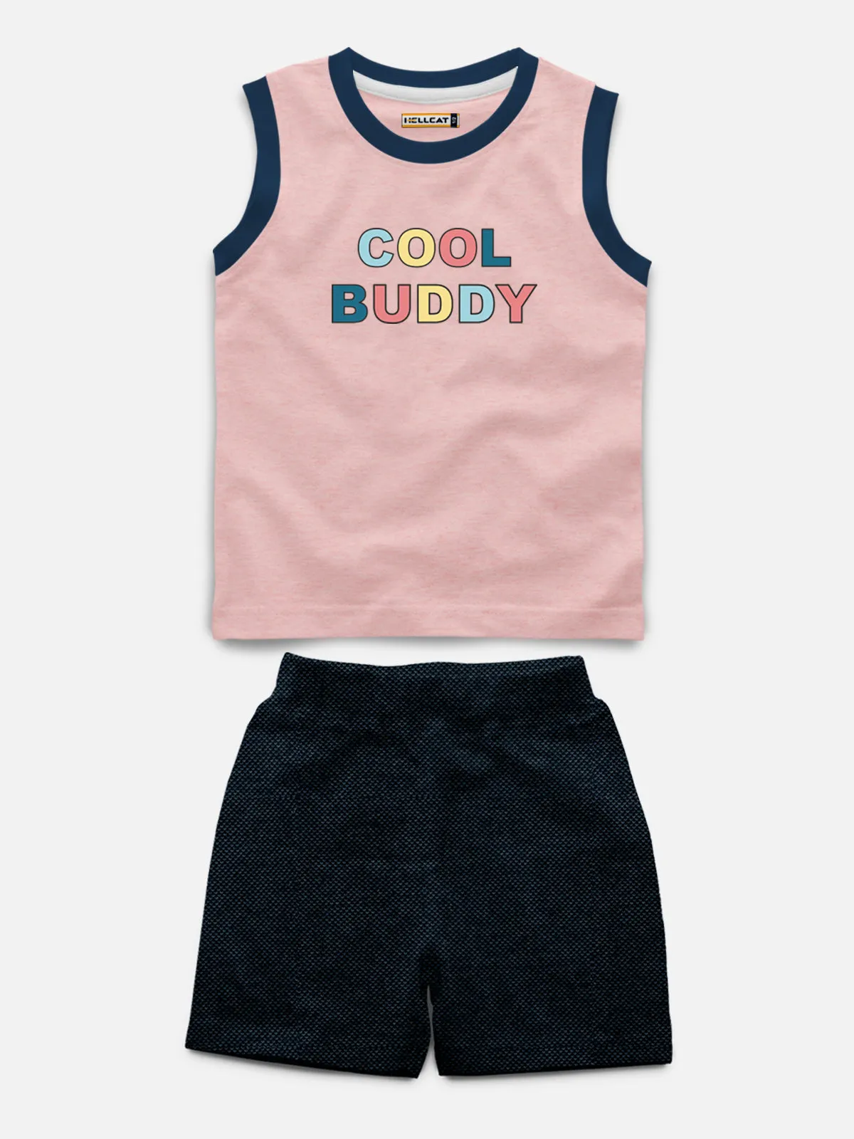 Sleeveless Printed T-shirt with Comfy Solid Shorts for Infants & Girls - Pack of 2 (1 T-shirt & 1 short)