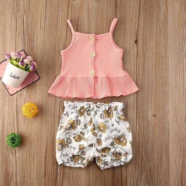 Sleeveless Top With Flower Shorts