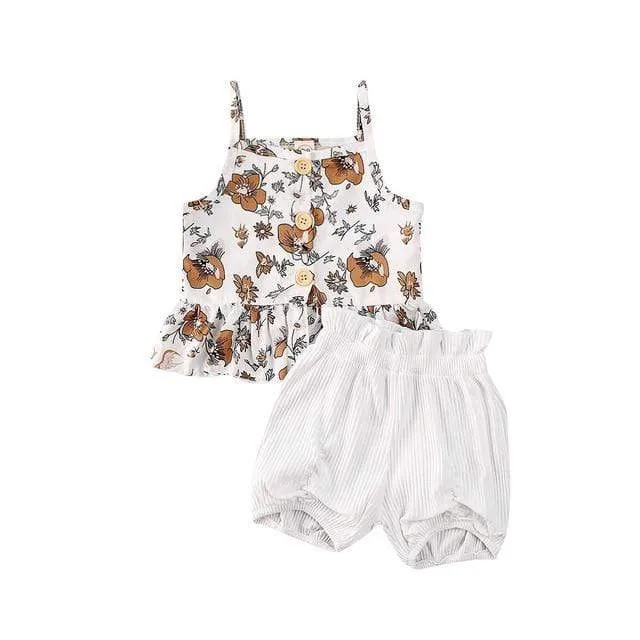 Sleeveless Top With Flower Shorts