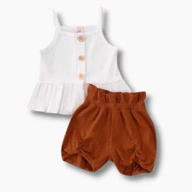 Sleeveless Top With Flower Shorts