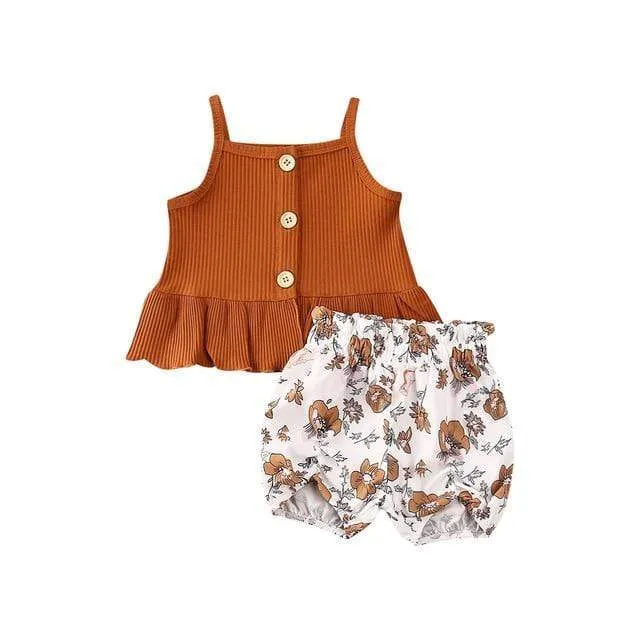 Sleeveless Top With Flower Shorts