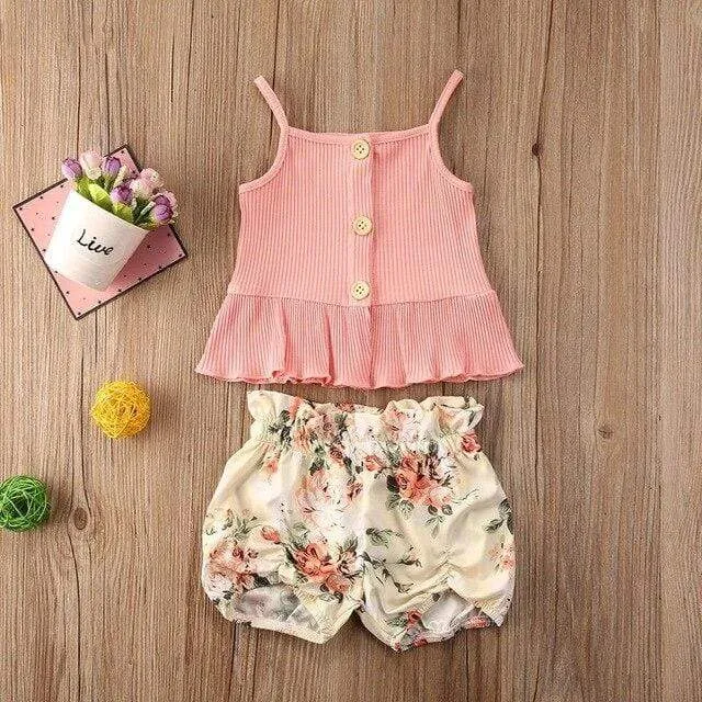 Sleeveless Top With Flower Shorts