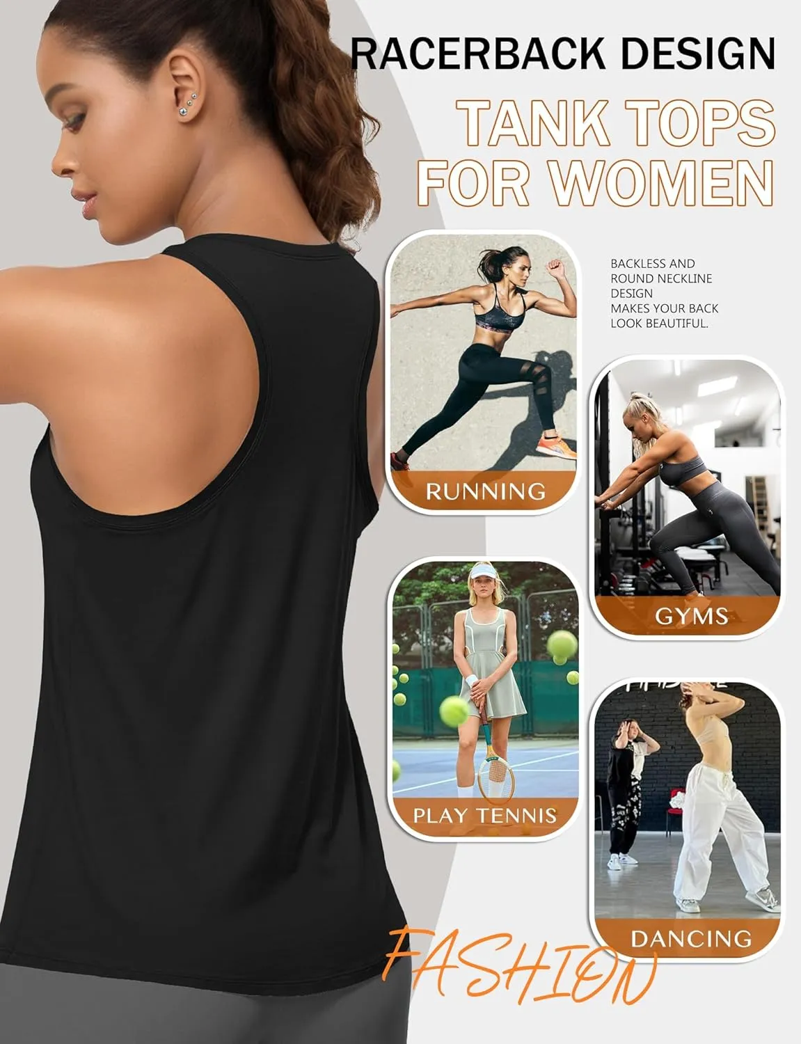 Tank Top for Women, Workout Tank Tops Woman, Long Athletic Racerback Tank Tops for Women, Compression Sleeveless Shirts