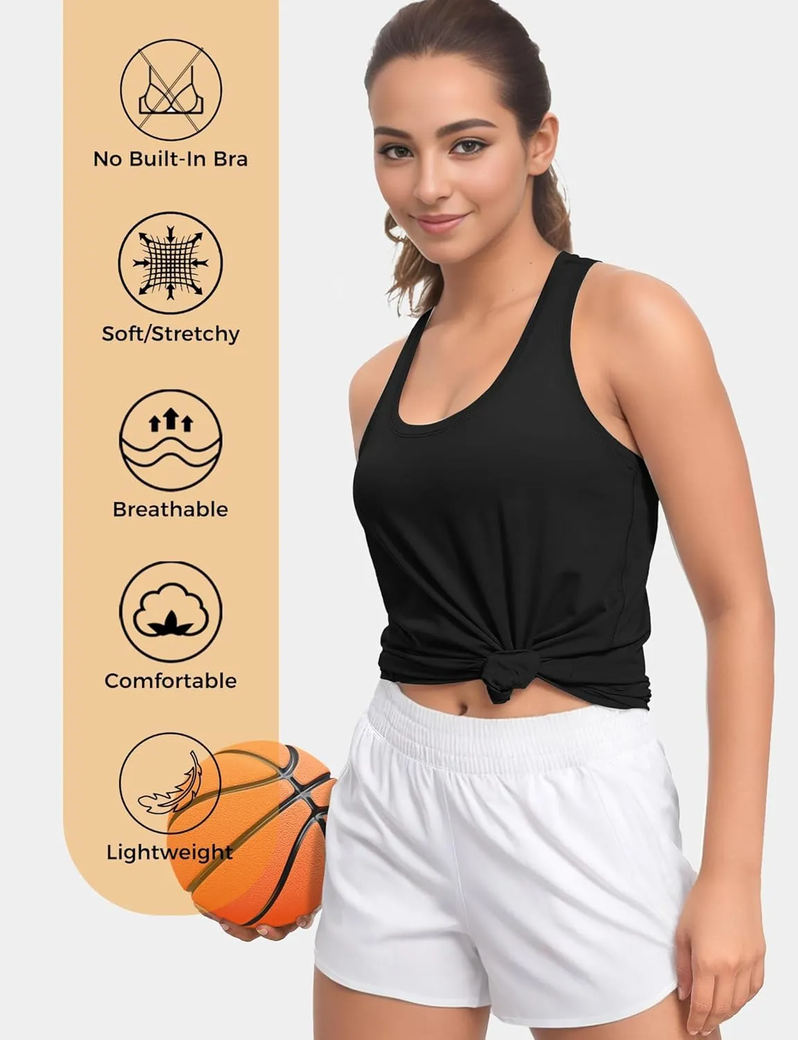 Tank Top for Women, Workout Tank Tops Woman, Long Athletic Racerback Tank Tops for Women, Compression Sleeveless Shirts