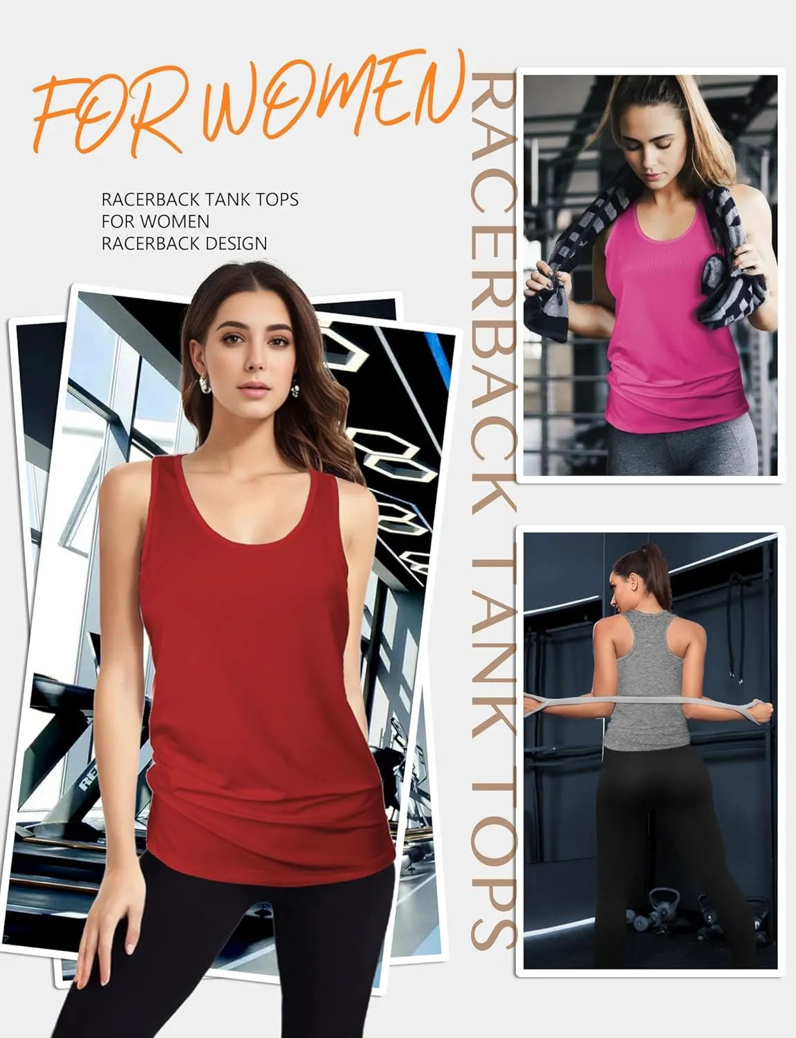 Tank Top for Women, Workout Tank Tops Woman, Long Athletic Racerback Tank Tops for Women, Compression Sleeveless Shirts