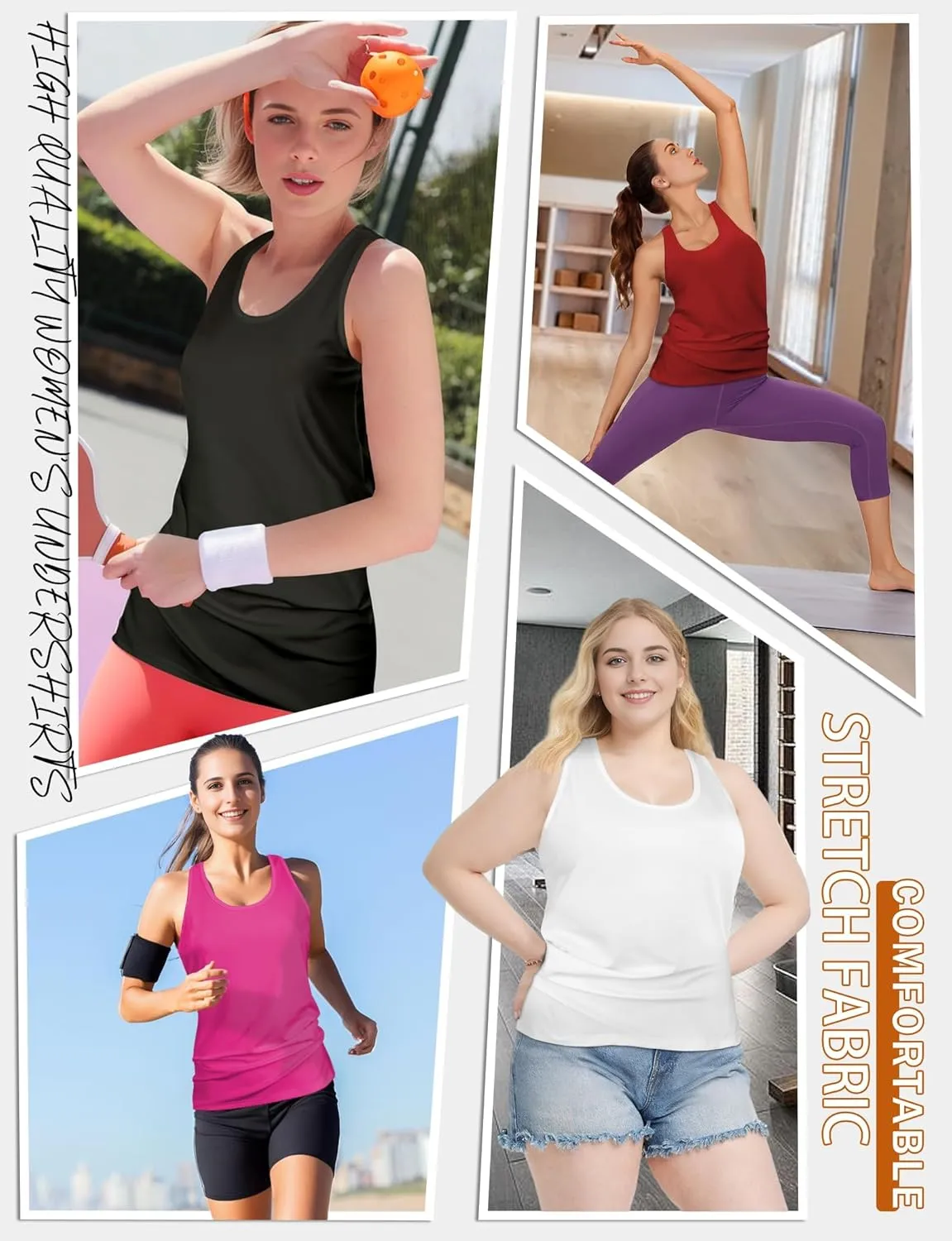 Tank Top for Women, Workout Tank Tops Woman, Long Athletic Racerback Tank Tops for Women, Compression Sleeveless Shirts