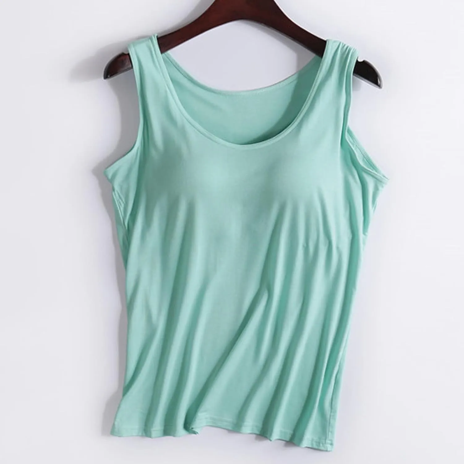 Tank Top with Built in Bra for Women Modal Built-in Bra Padded Camisole Stretch Cami Undershirt Yoga Tanks Tops 2 PC
