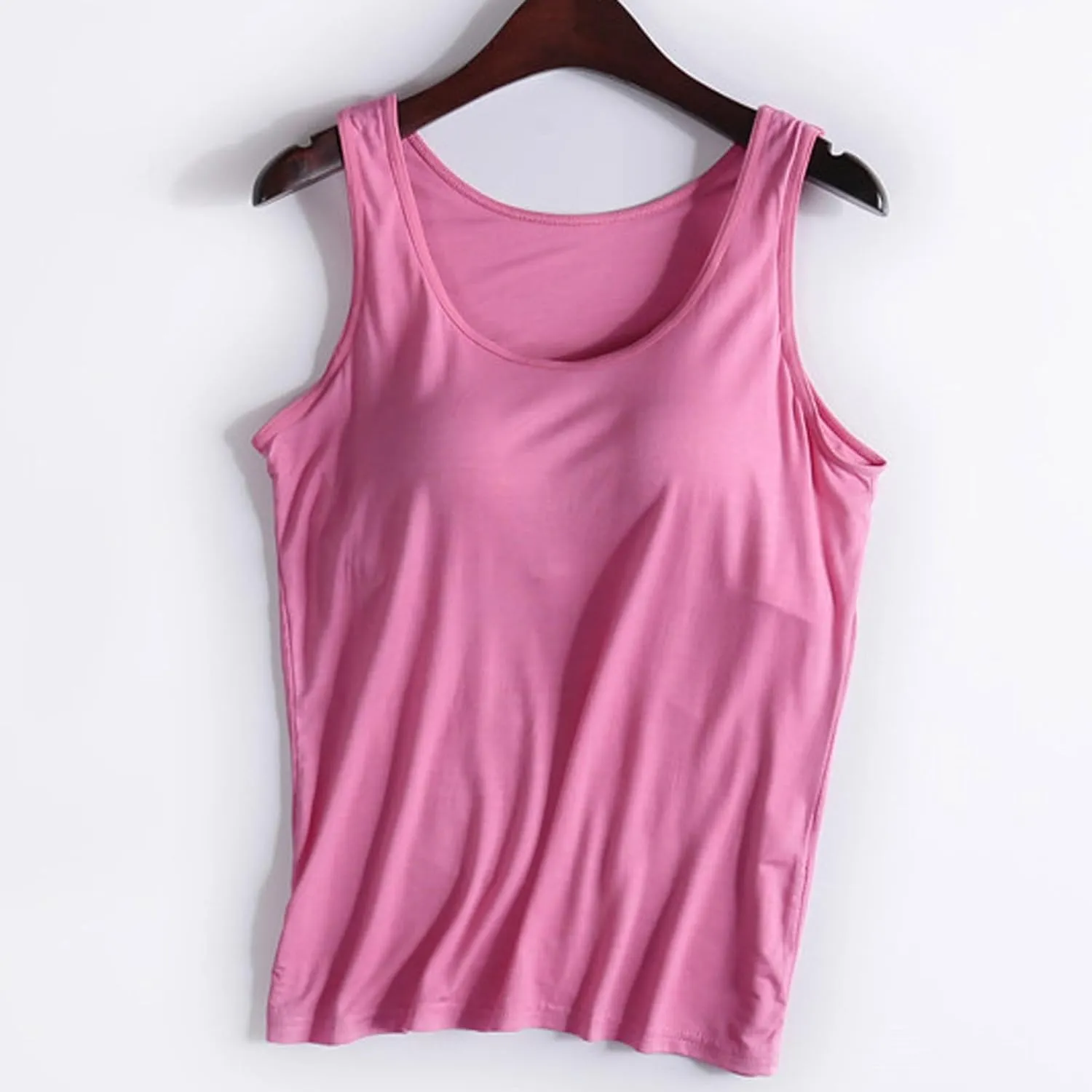 Tank Top with Built in Bra for Women Modal Built-in Bra Padded Camisole Stretch Cami Undershirt Yoga Tanks Tops 2 PC