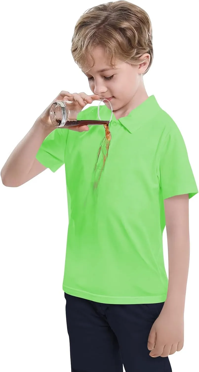 Toddler to Youth Stain Resistant Polo Shirts Kids Collared Golf T-Shirt School Uniform for Boys and Girls