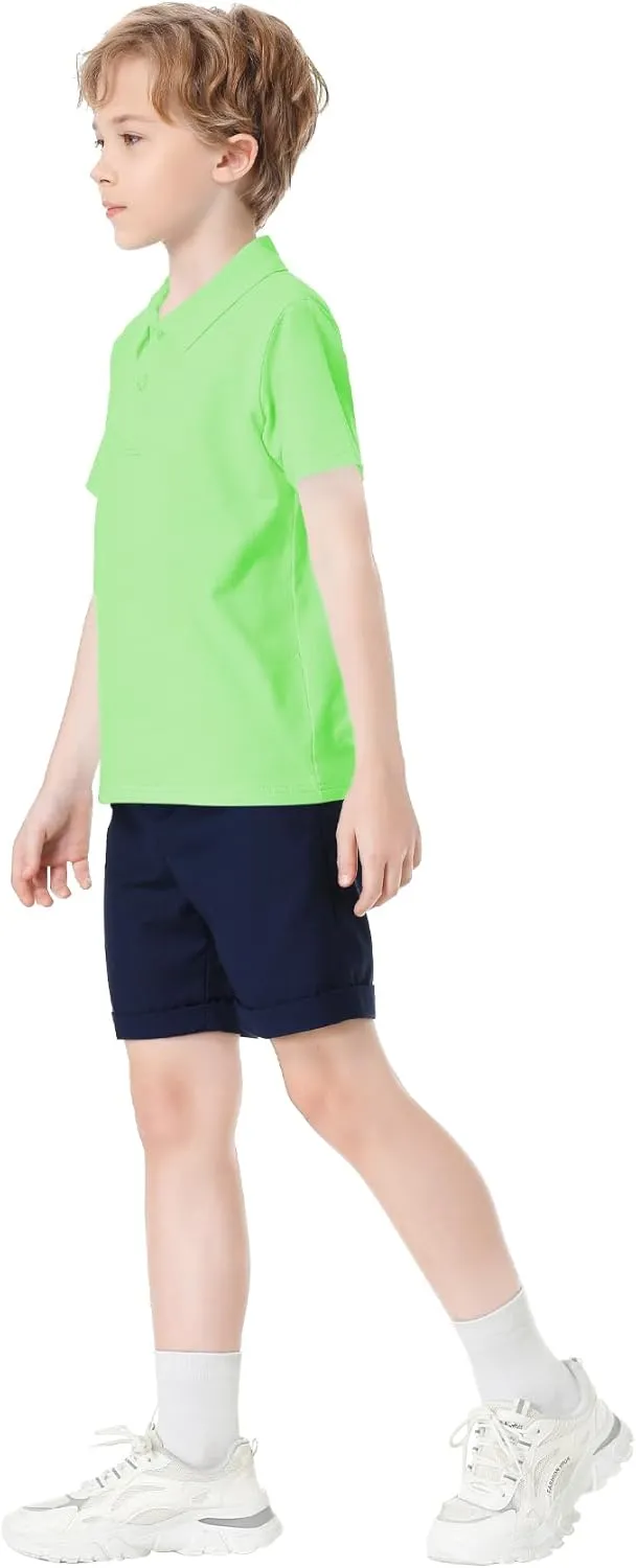 Toddler to Youth Stain Resistant Polo Shirts Kids Collared Golf T-Shirt School Uniform for Boys and Girls
