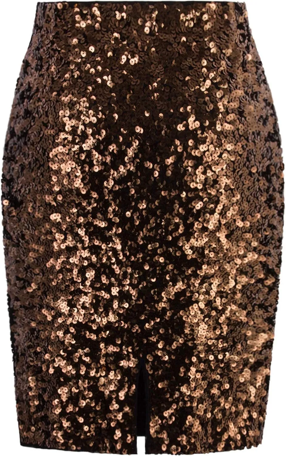 Vijiv Women's Sequin Skirt Midi High Waist Elegant Stretchy Sparkle Side Slit Pencil Skirt Party Cocktail