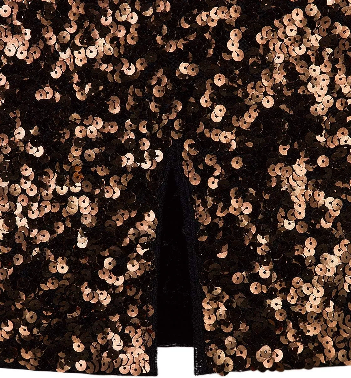 Vijiv Women's Sequin Skirt Midi High Waist Elegant Stretchy Sparkle Side Slit Pencil Skirt Party Cocktail