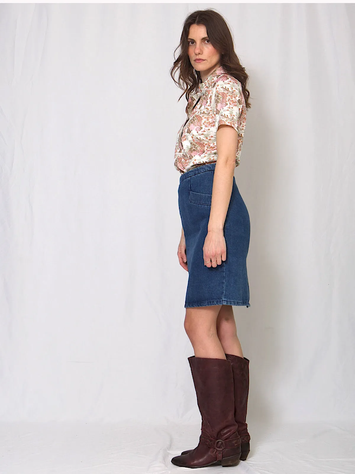 Vintage 80s blue denim skirt