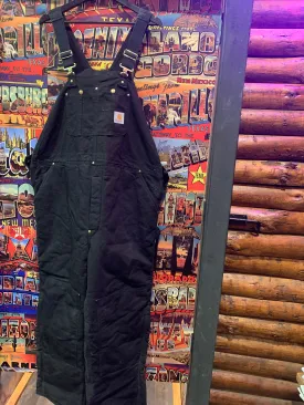 Vintage Carhartt Black Duckcloth Insulated Overalls, Waist 44. FREE POSTAGE
