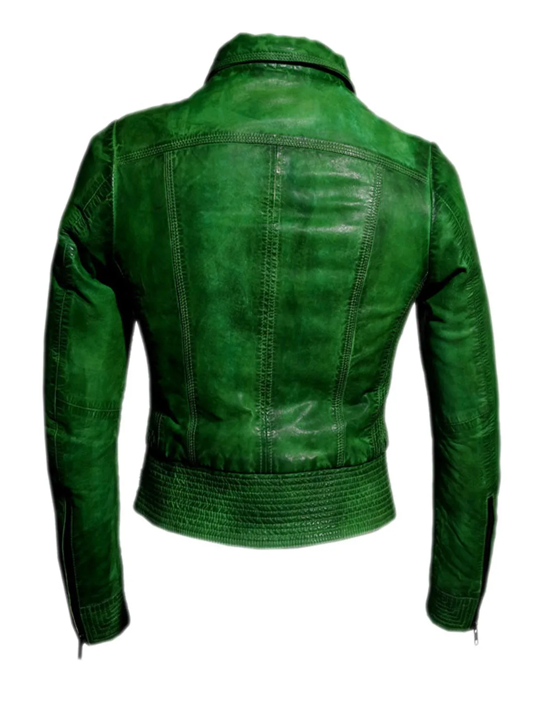 Women Washed Vintage Leather Short Jacket