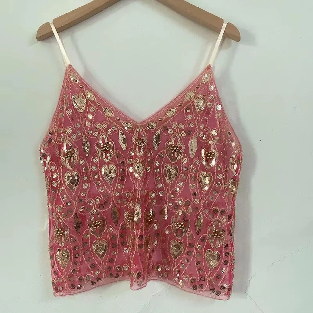 Women Y2K Sequin Cami Top Floral Sparkly V Neck Tank Tops Summer Backless Glitter Vest Rhinestone Clubwear