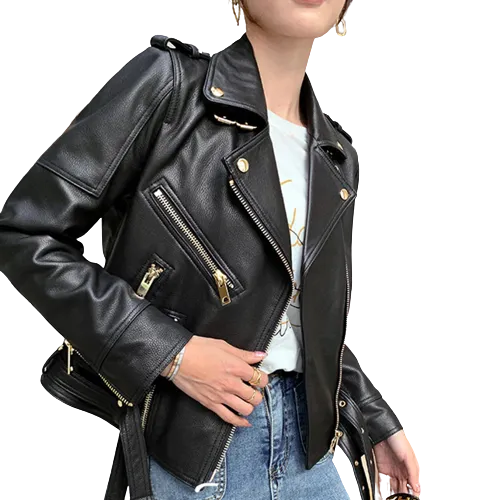 Womens Aurora Genuine Lambskin Biker Leather Jacket