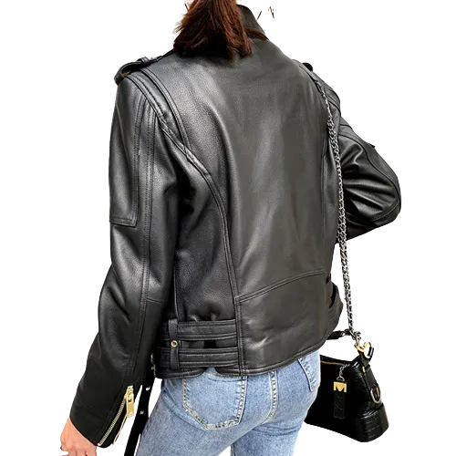 Womens Aurora Genuine Lambskin Biker Leather Jacket