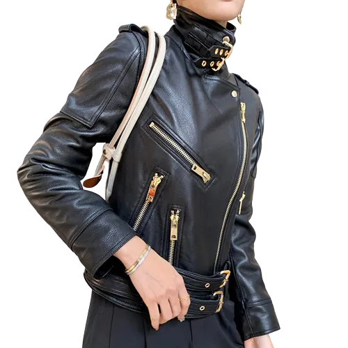 Womens Aurora Genuine Lambskin Biker Leather Jacket