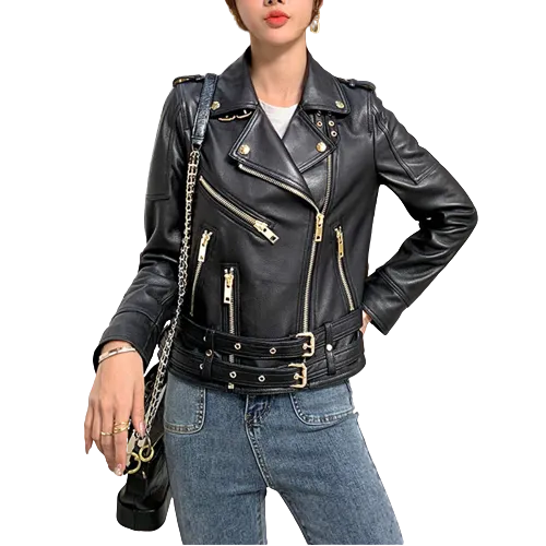 Womens Aurora Genuine Lambskin Biker Leather Jacket