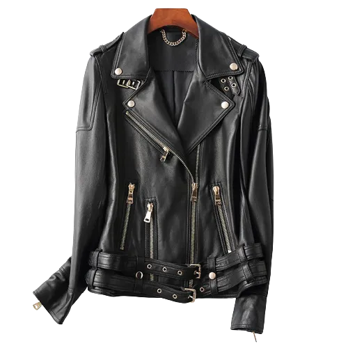 Womens Aurora Genuine Lambskin Biker Leather Jacket