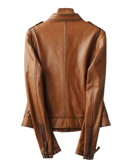 Womens Jaylin Genuine Lambskin Biker Leather Jacket