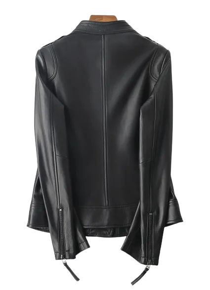 Womens Jaylin Genuine Lambskin Biker Leather Jacket