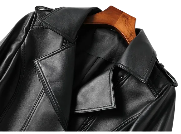 Womens Kinsley Genuine Lambskin Biker Leather Jacket