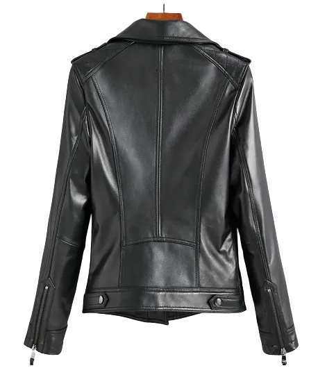 Womens Kinsley Genuine Lambskin Biker Leather Jacket